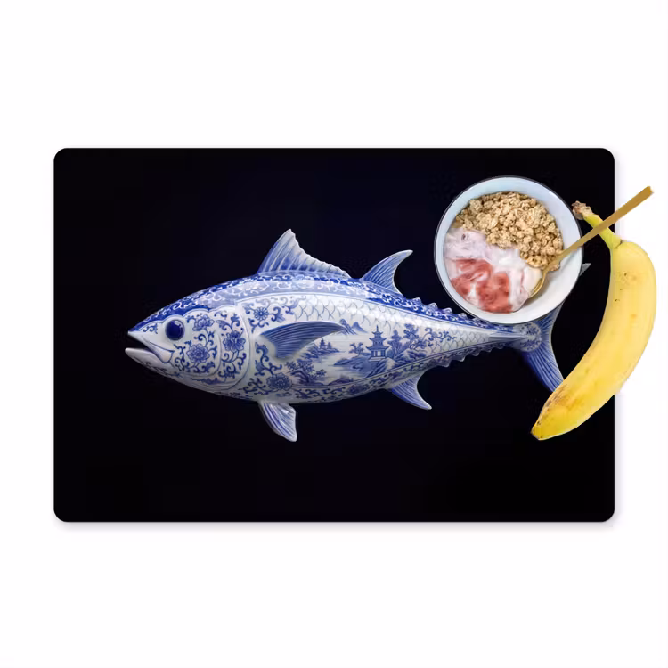 Placemat - 6 stuks - Porselein - Tonijn - Delfts - Blauw — 1