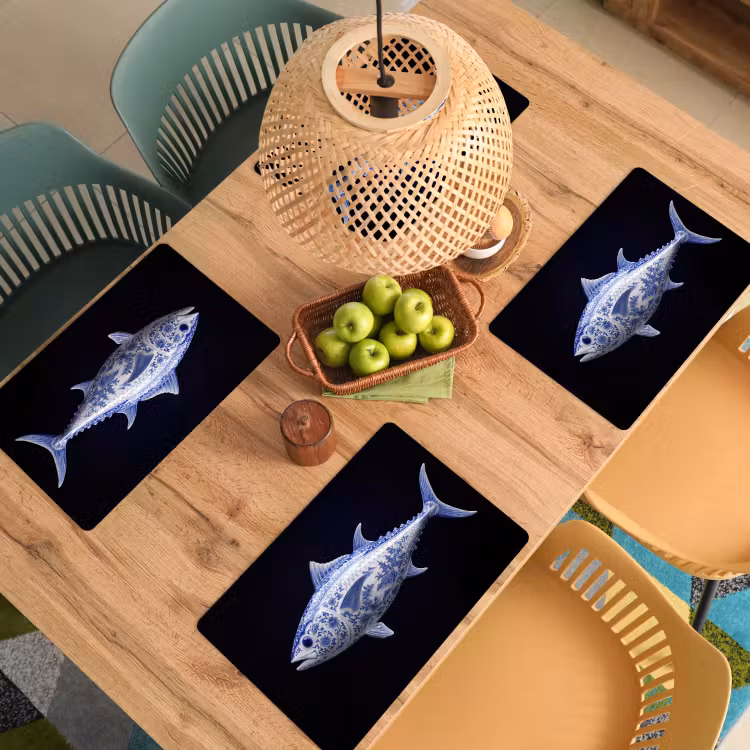 Placemat - 6 stuks - Porselein - Tonijn - Delfts - Blauw — 3