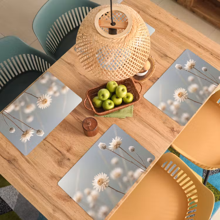 Placemat - 6 stuks - Strobloemen - Wit - Daglicht — 3