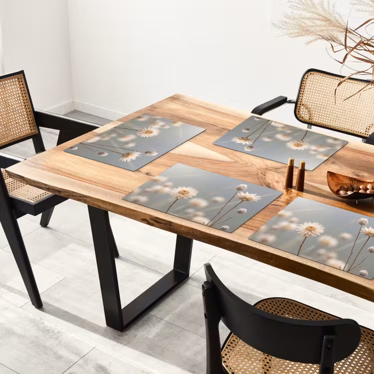 Placemat - 6 stuks - Strobloemen - Wit - Daglicht — 4