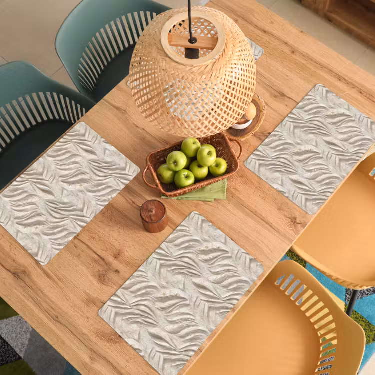 Placemat - 6 stuks - Textuur - Reliëf - Beige — 3