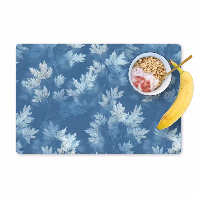 Placemat - 6 stuks - Varen - Botanisch - Patroon - Grijsblauw — 1