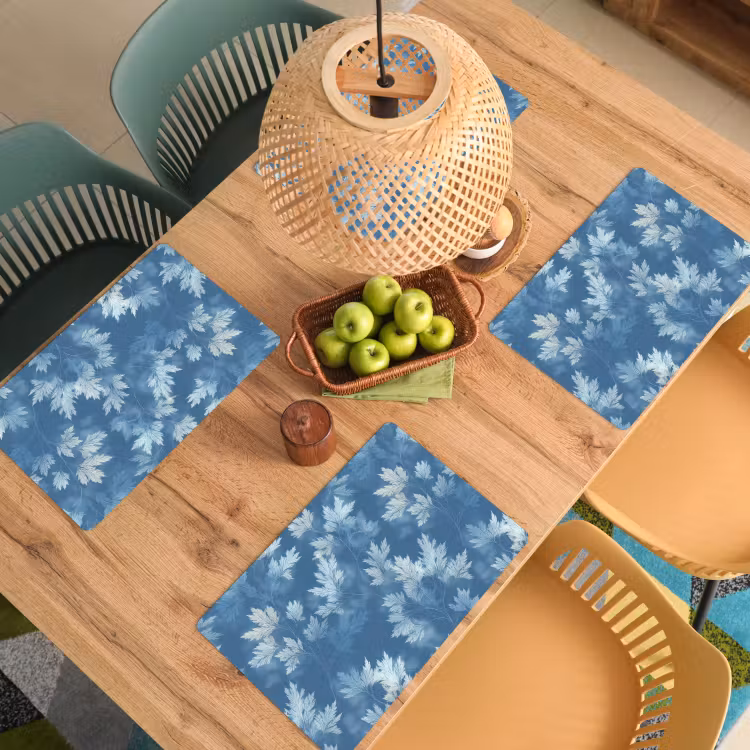 Placemat - 6 stuks - Varen - Botanisch - Patroon - Grijsblauw — 3