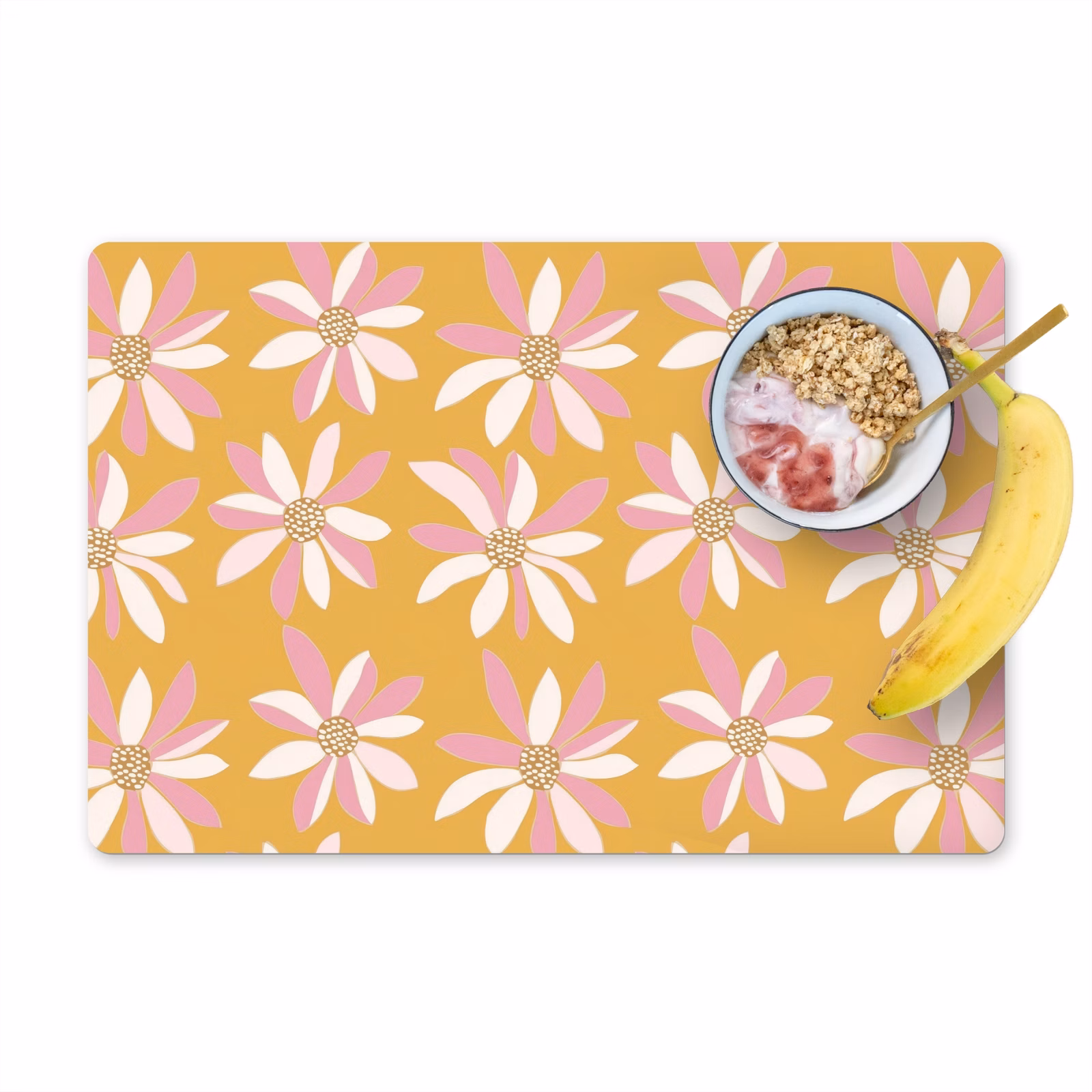 Placemat - 6 stuks - Bloemen - Modern - Geel — 1