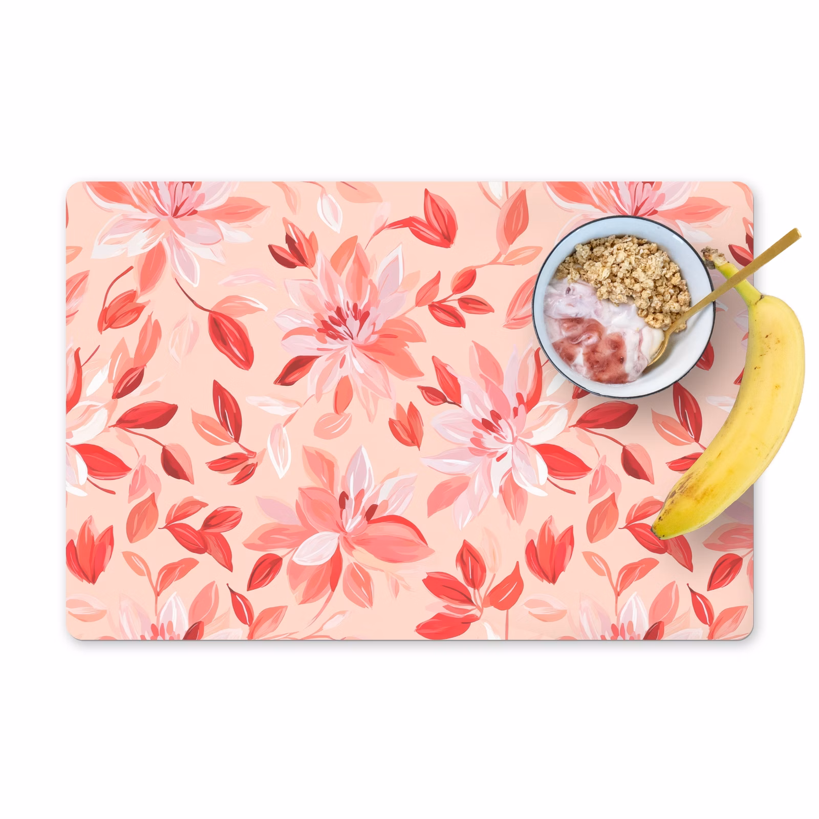 Placemat - 6 stuks - Botanisch - Bloemen - Rood — 1