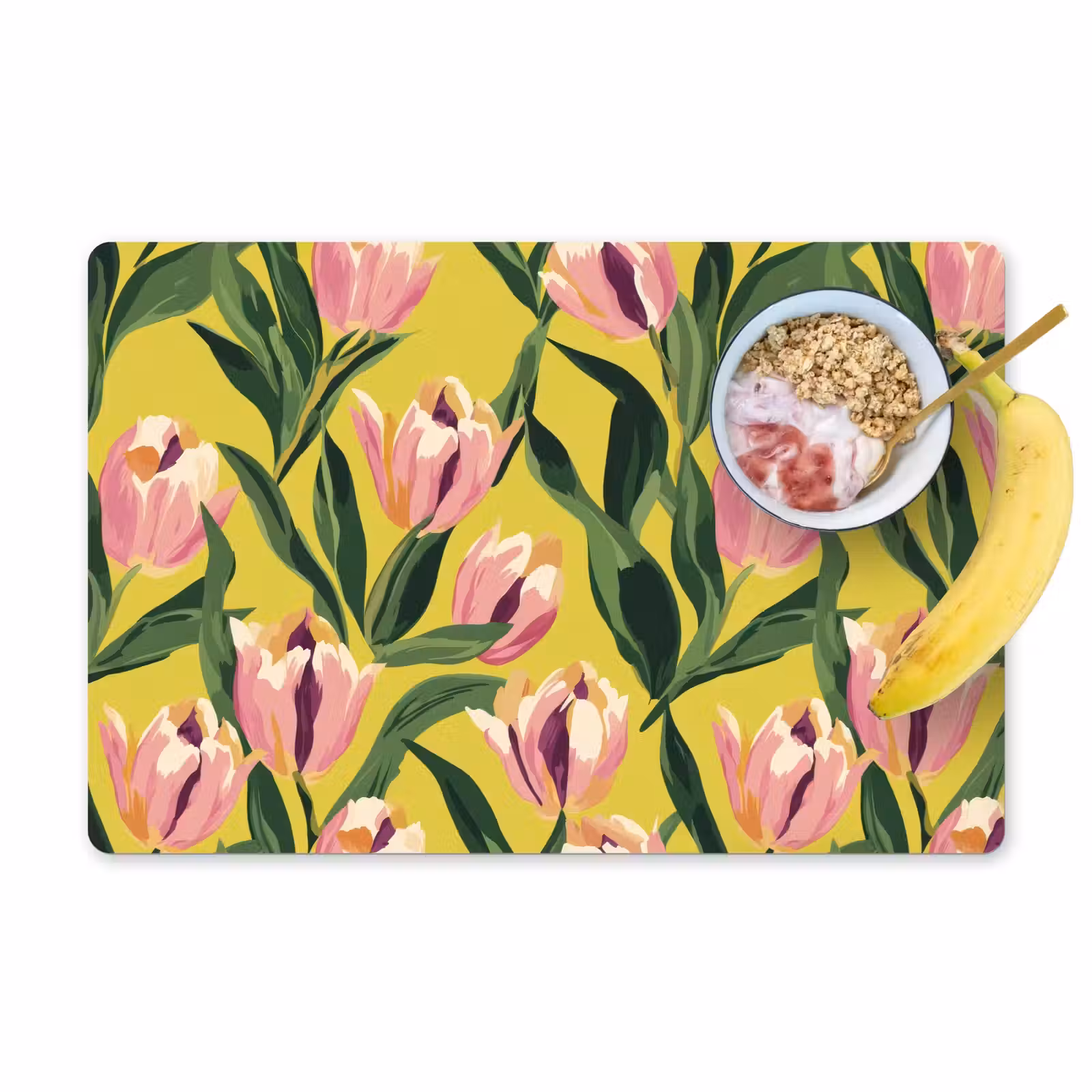 Placemat - 6 stuks - Tulpen - Botanisch - Geel — 1