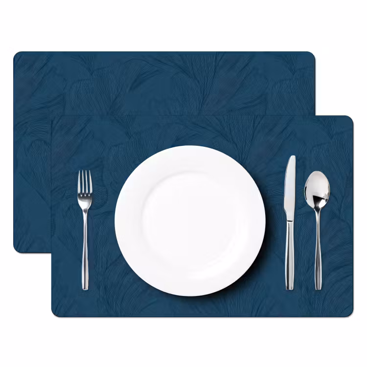 Placemat - 6 stuks - Abstract - Patroon - Donkerblauw - Elegant — 2