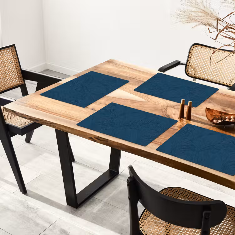 Placemat - 6 stuks - Abstract - Patroon - Donkerblauw - Elegant — 4