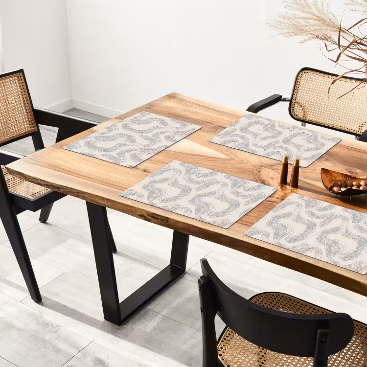 Placemat - 6 stuks - Lijnen - Patroon - Beige - Minimalistisch — 4