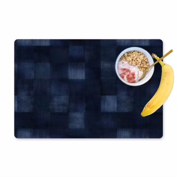 Placemat - 6 stuks - Patroon - Ruit - Marineblauw — 1