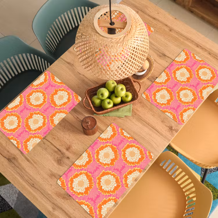 Placemat - 6 stuks - Retro - Bloemen - Kleurrijk — 3
