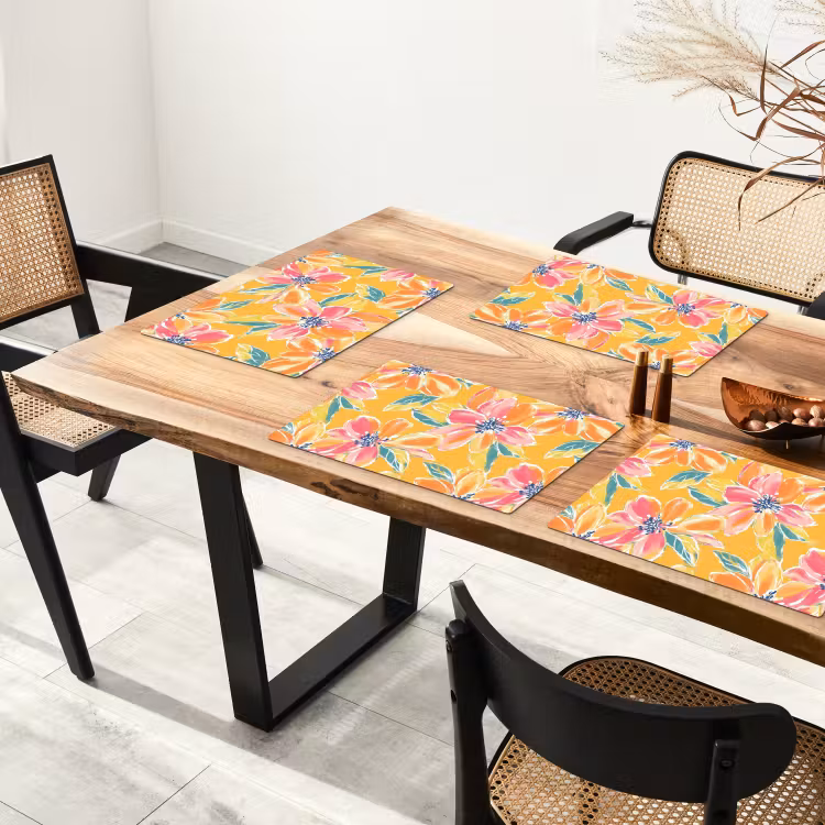 Placemat - 6 stuks - Textuur - Bloemen - Kleurrijk — 4
