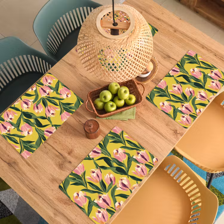 Placemat - 6 stuks - Tulpen - Botanisch - Geel — 3