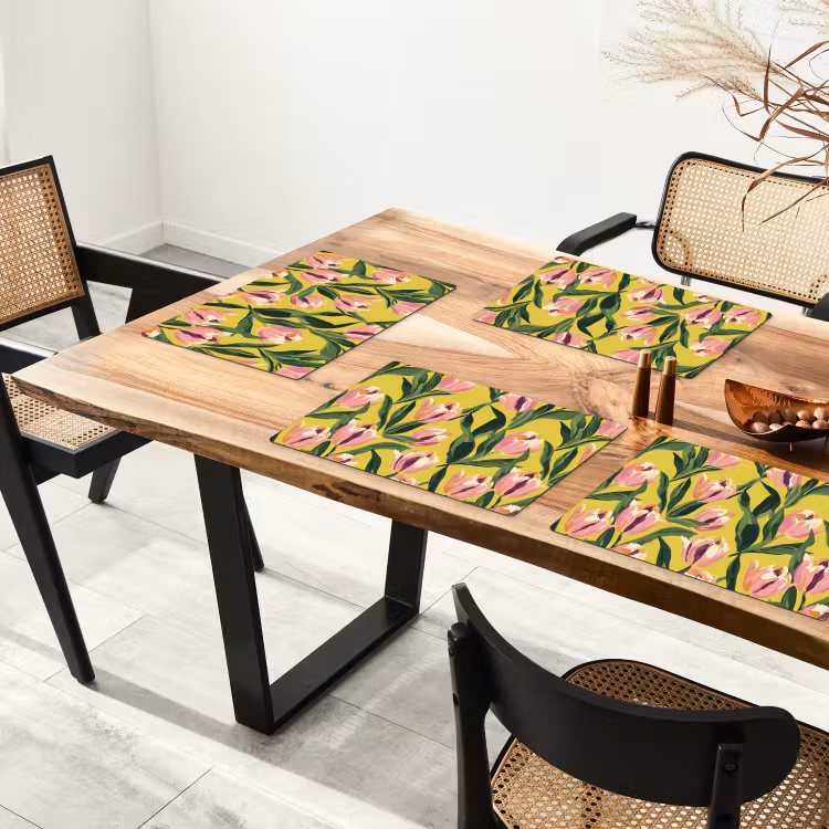Placemat - 6 stuks - Tulpen - Botanisch - Geel — 4