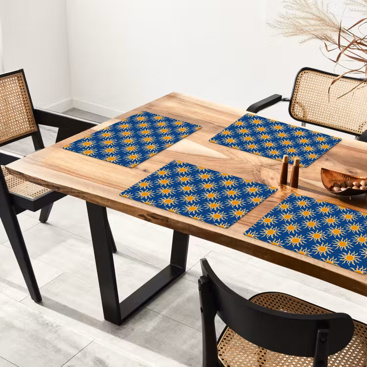 Placemat - 6 stuks - Zon - Patroon - Blauw — 4