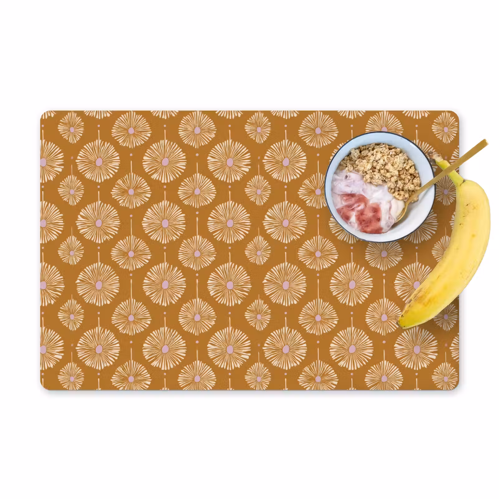 Placemat - 6 stuks - Bloemen - Modern - Oker — 1