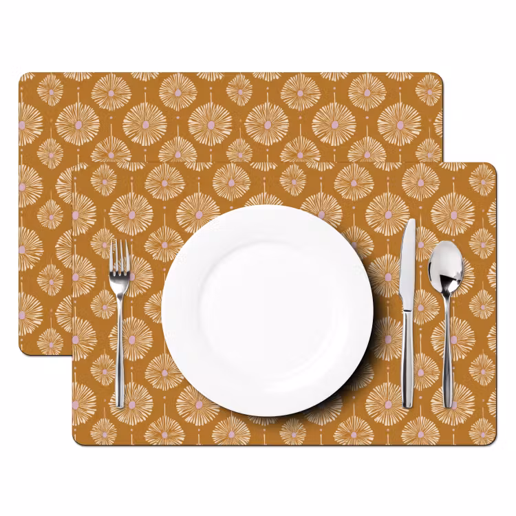 Placemat - 6 stuks - Bloemen - Modern - Oker — 2