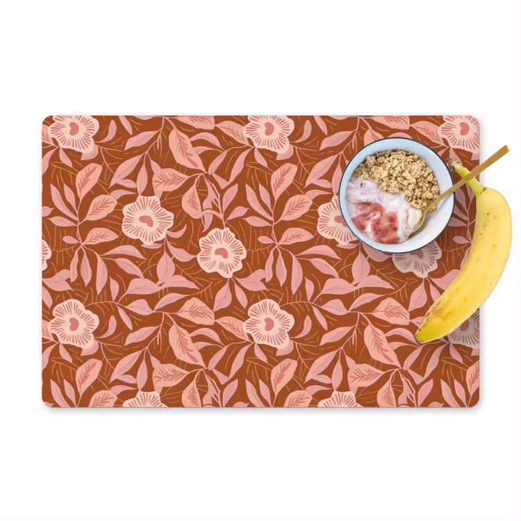 Placemat - 6 stuks - Patroon - Bladeren - Terracotta — 1