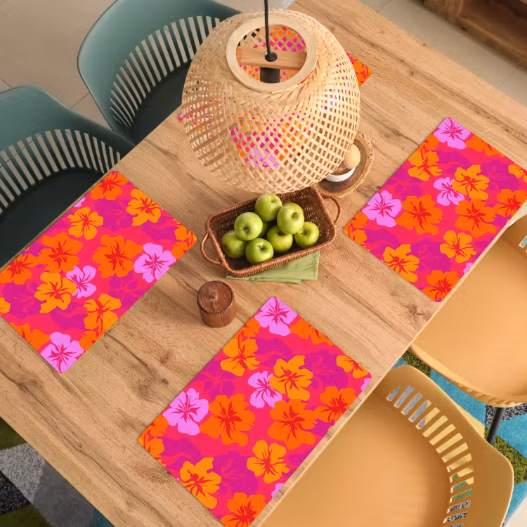 Placemat - 6 stuks - Zomers - Hibiscus - Kleurrijk — 3