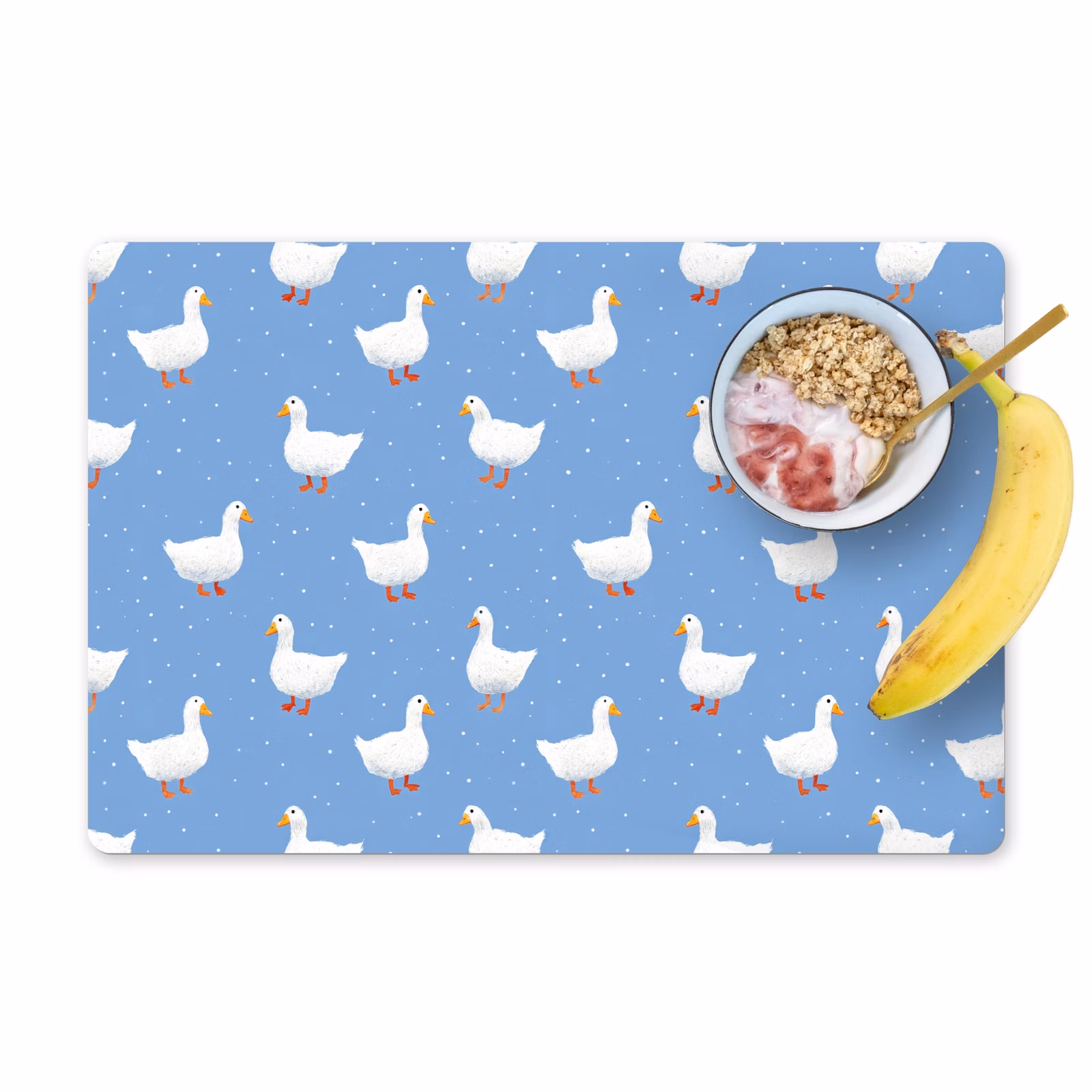 Placemat - 6 stuks - Ganzen - Elegant - Blauw — 1