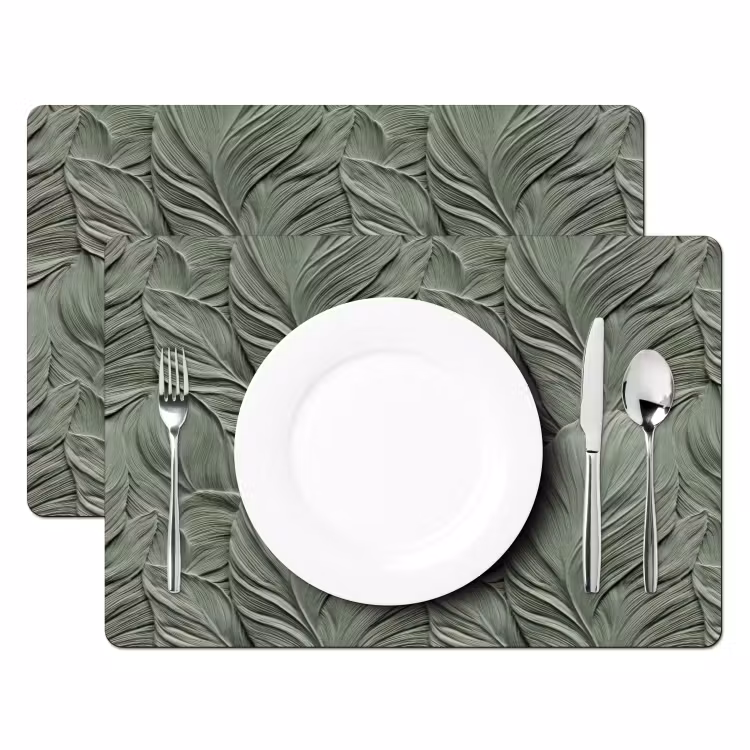 Placemat - 6 stuks - Bladeren - Textuur - Groen — 2