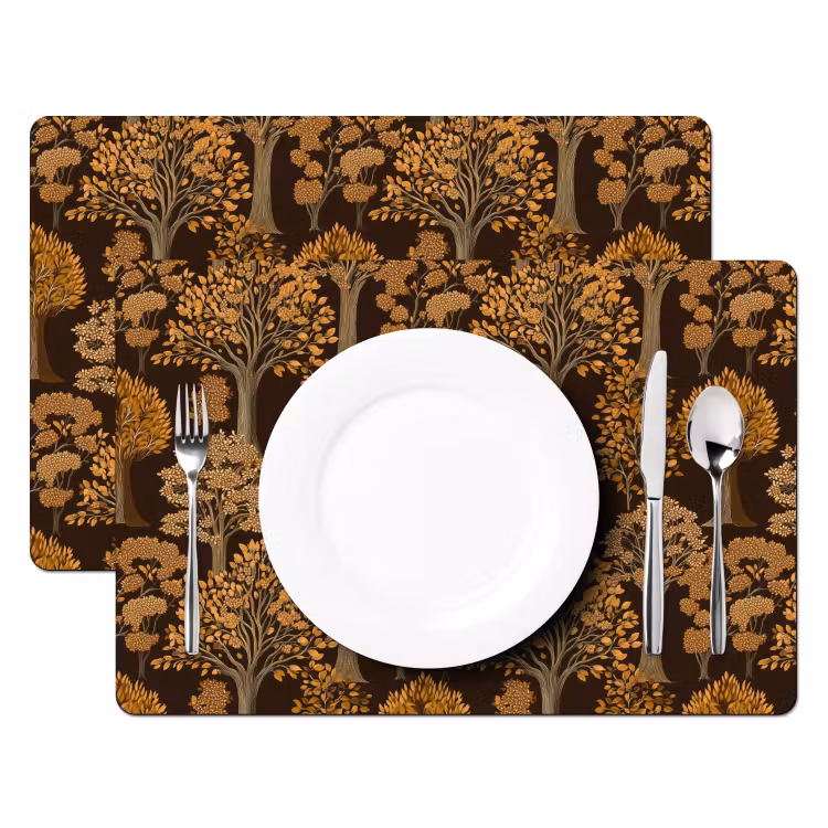 Placemat - 6 stuks - Bomen - Patroon - Bruin — 2