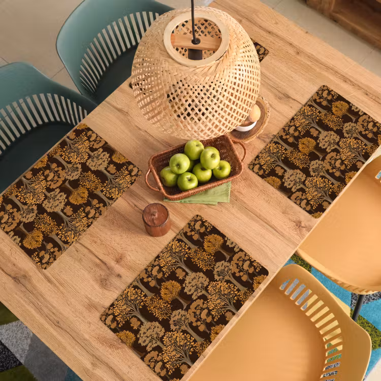 Placemat - 6 stuks - Bomen - Patroon - Bruin — 3
