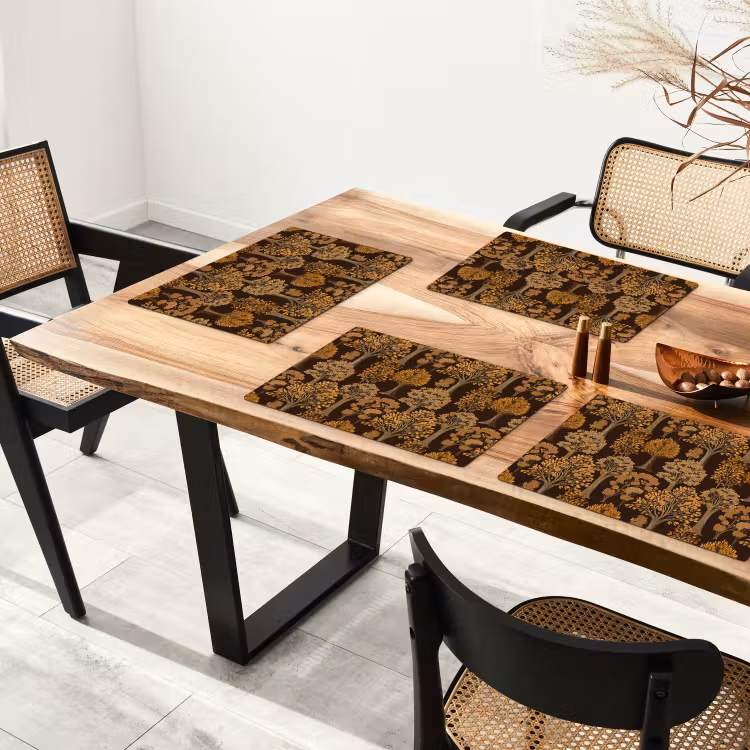 Placemat - 6 stuks - Bomen - Patroon - Bruin — 4