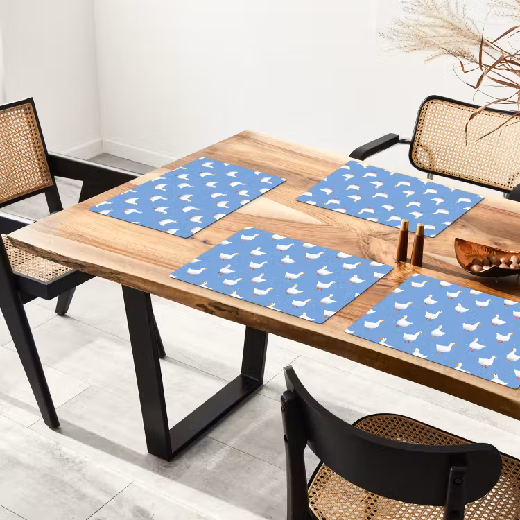 Placemat - 6 stuks - Ganzen - Elegant - Blauw — 4