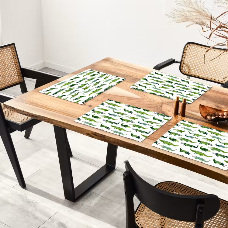 Placemat - 6 stuks - krokodillen - Speels - Groen — 4