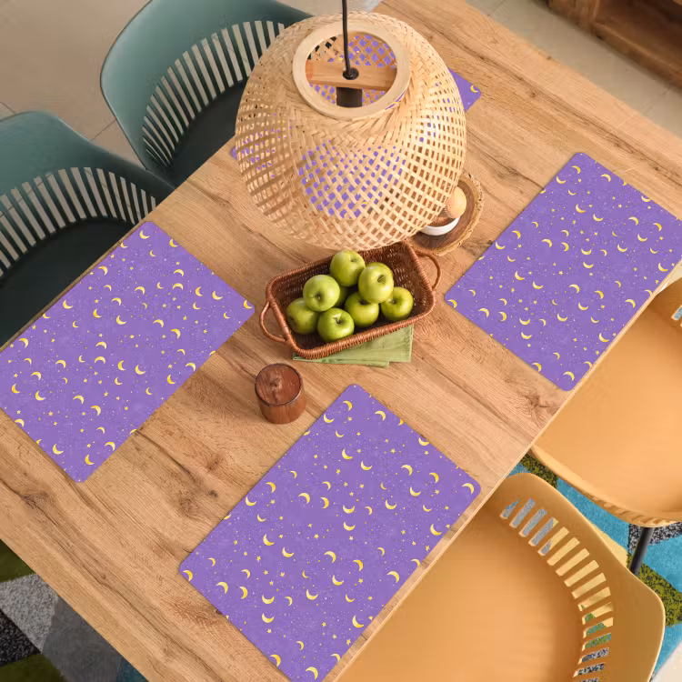 Placemat - 6 stuks - Manen - Sterren - Paars — 3