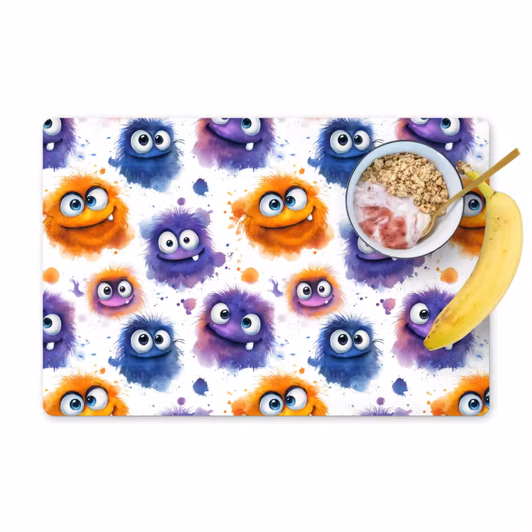 Placemat - 6 stuks - Monstertjes - Aquarel - Kleurrijk — 1