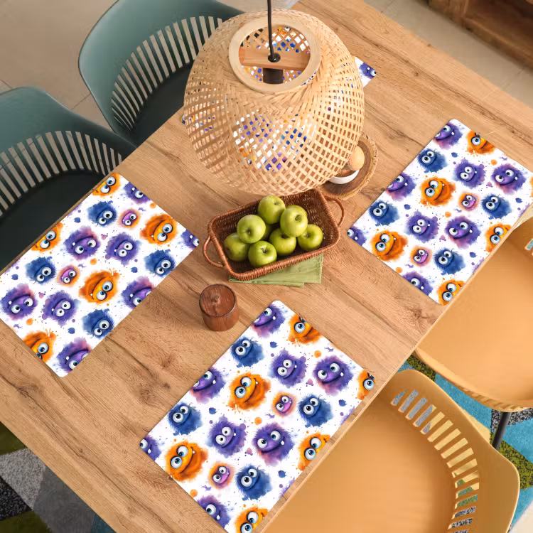 Placemat - 6 stuks - Monstertjes - Aquarel - Kleurrijk — 3