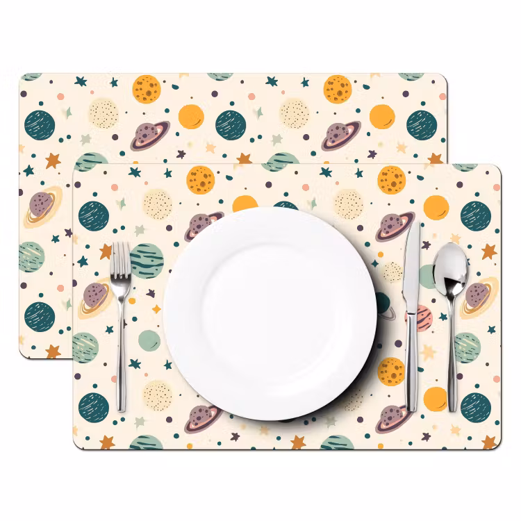 Placemat - 6 stuks - Planeten - Retro - Kleurrijk — 2