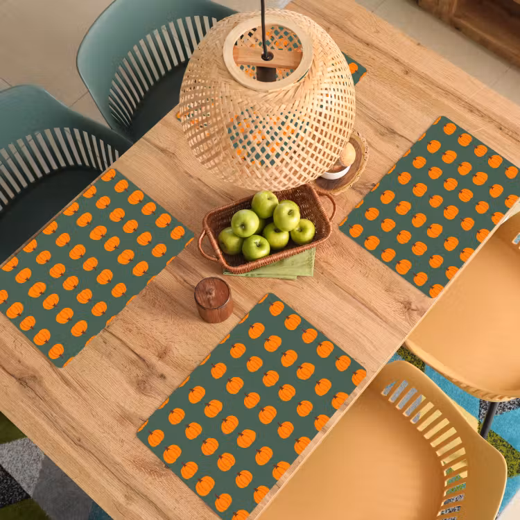 Placemat - 6 stuks - Pompoen - Patroon - Oranje — 3