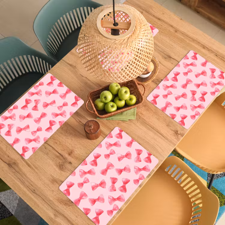 Placemat - 6 stuks - Strikken - Aquarel - Roze — 3