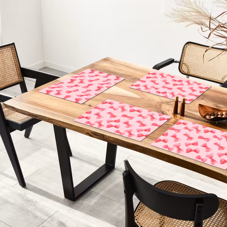 Placemat - 6 stuks - Strikken - Aquarel - Roze — 4