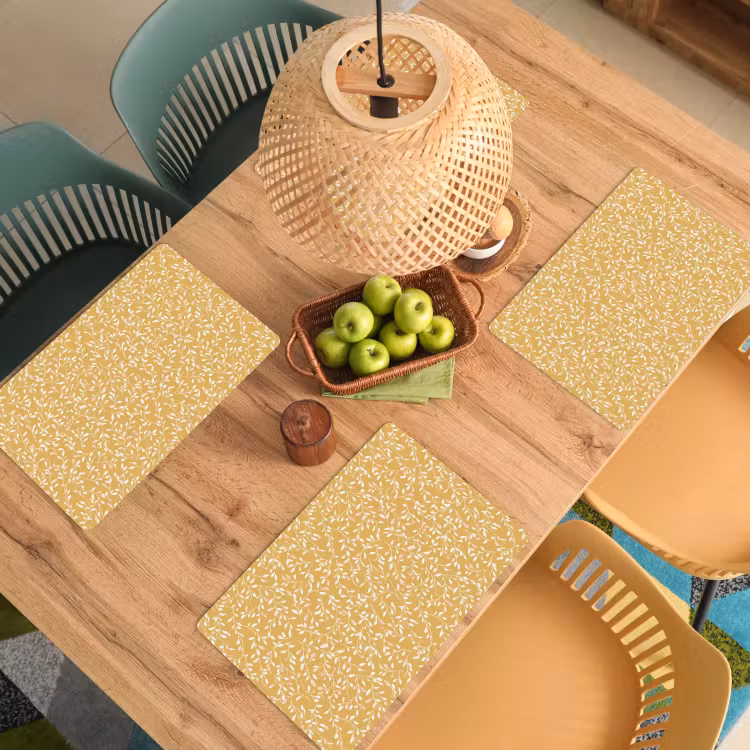 Placemat - 6 stuks - Takjes - Patroon - Oker — 3