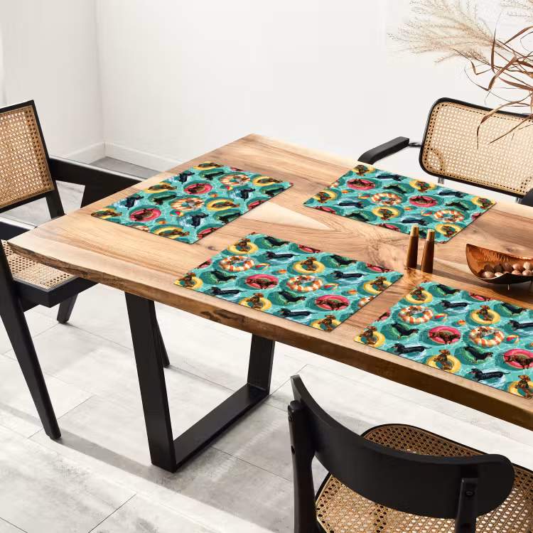 Placemat - 6 stuks - Teckels - Zwembad - Kleurrijk — 4