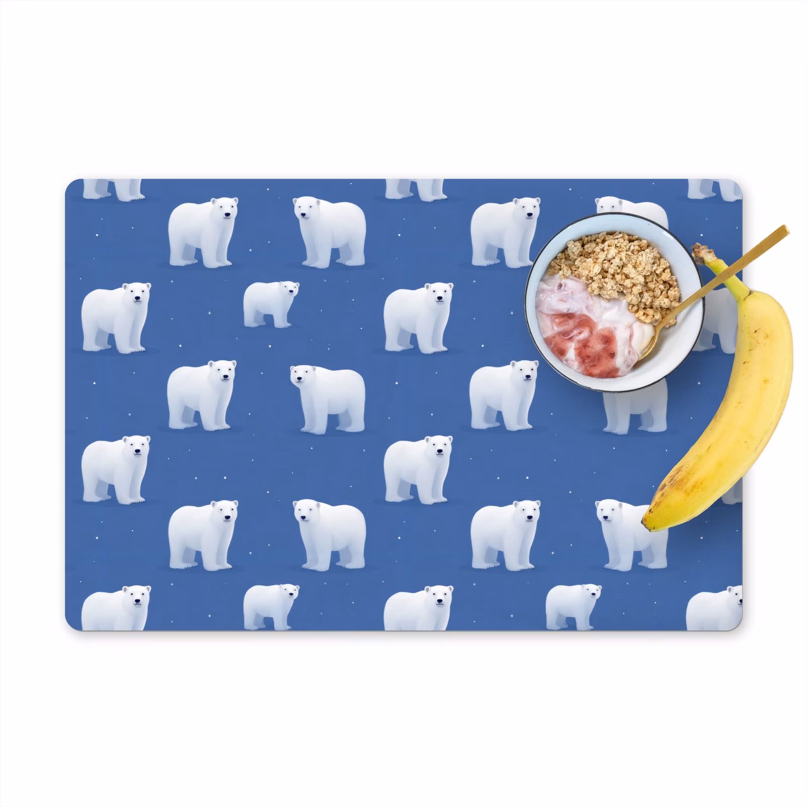 Placemat - 6 stuks - IJsbeer - Patroon - Blauw — 1