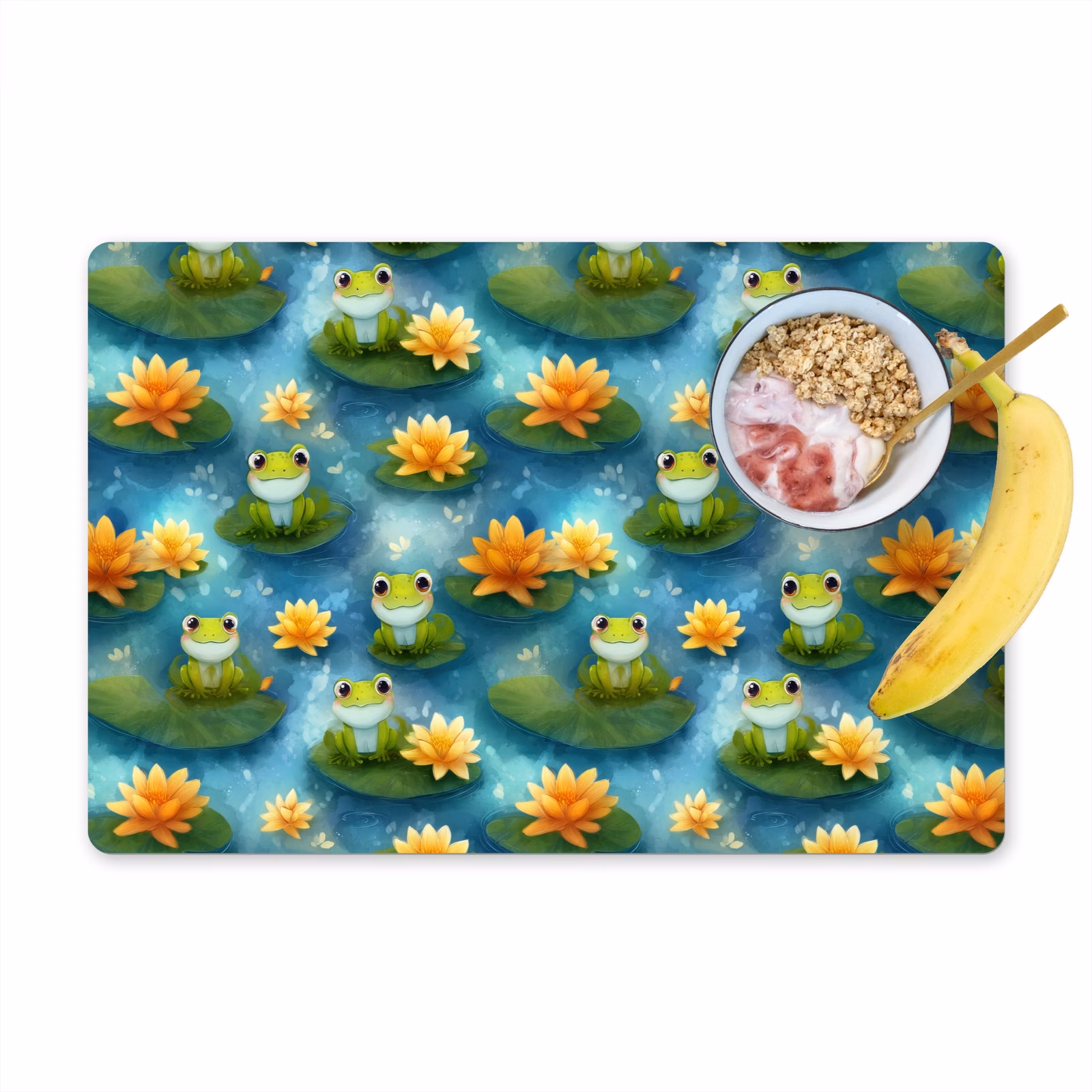 Placemat - 6 stuks - Kikker - Lelies - Groen — 1