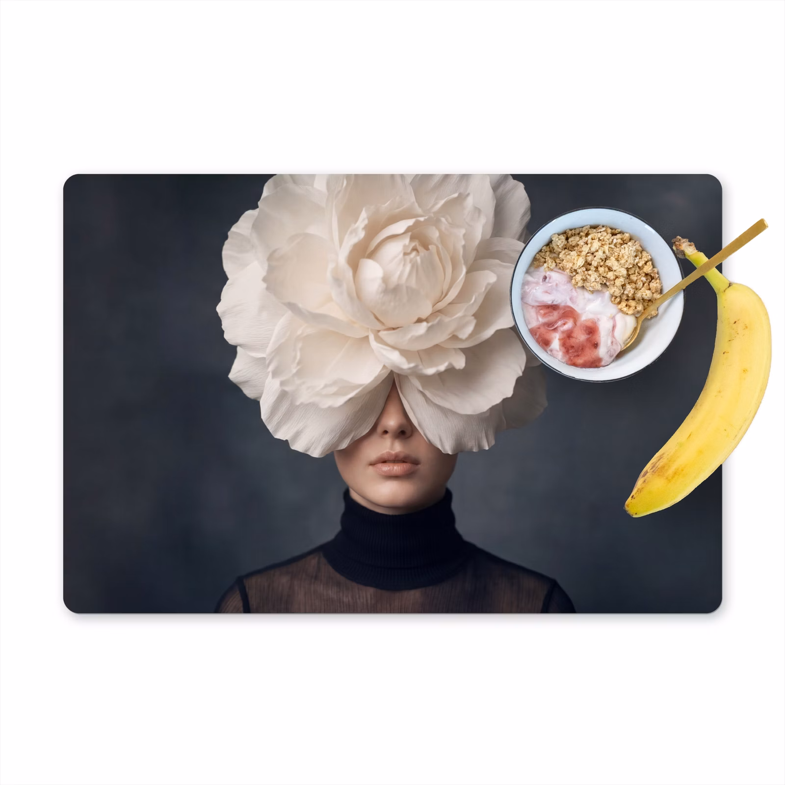 Placemat - 6 stuks - Portret - Mysterieus - Wit — 1