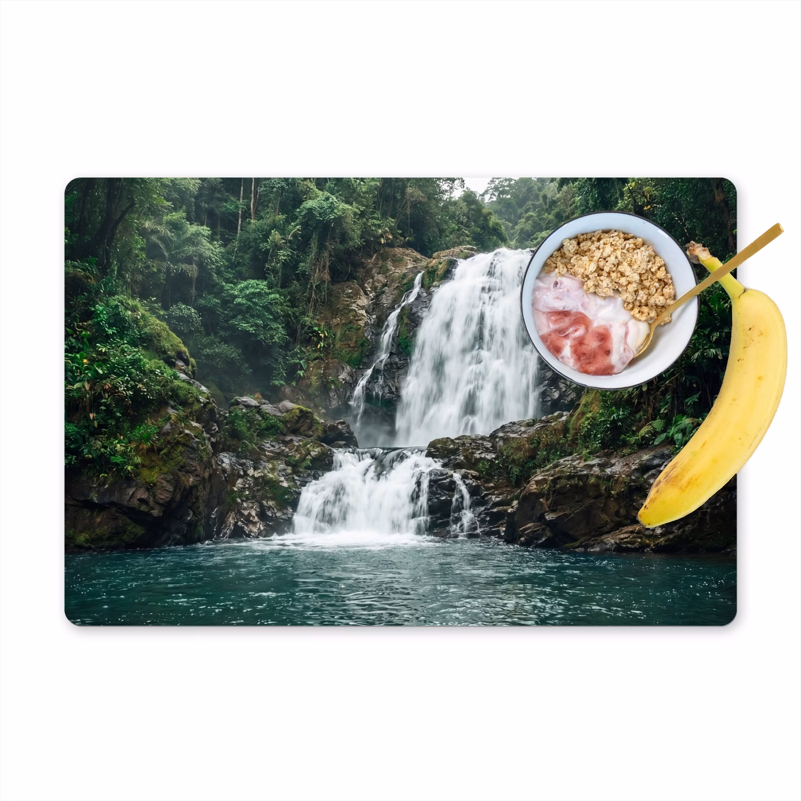 Placemat - 6 stuks - Waterval - Bos - Natuur - Groen — 1