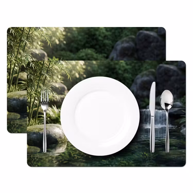 Placemat - 6 stuks - Beek - Waterval - Natuur - Groen — 2