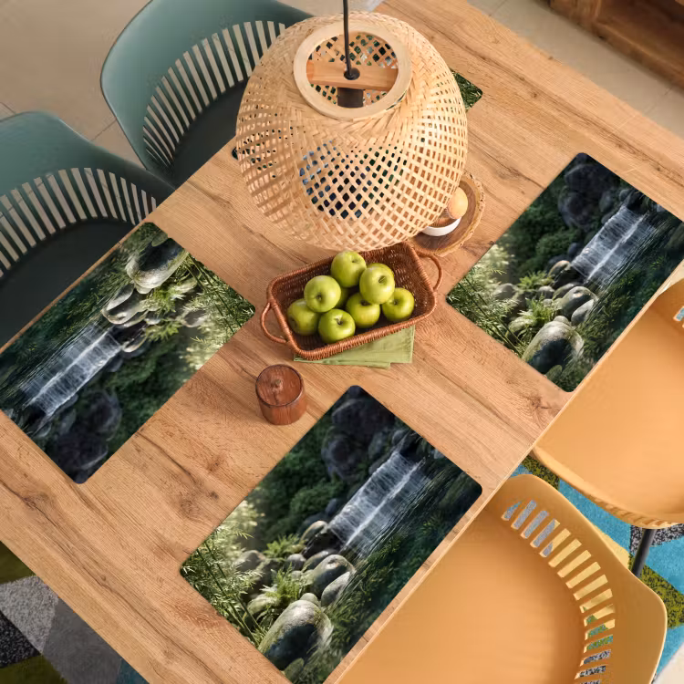 Placemat - 6 stuks - Beek - Waterval - Natuur - Groen — 3
