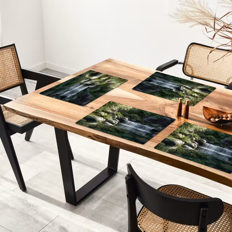 Placemat - 6 stuks - Beek - Waterval - Natuur - Groen — 4