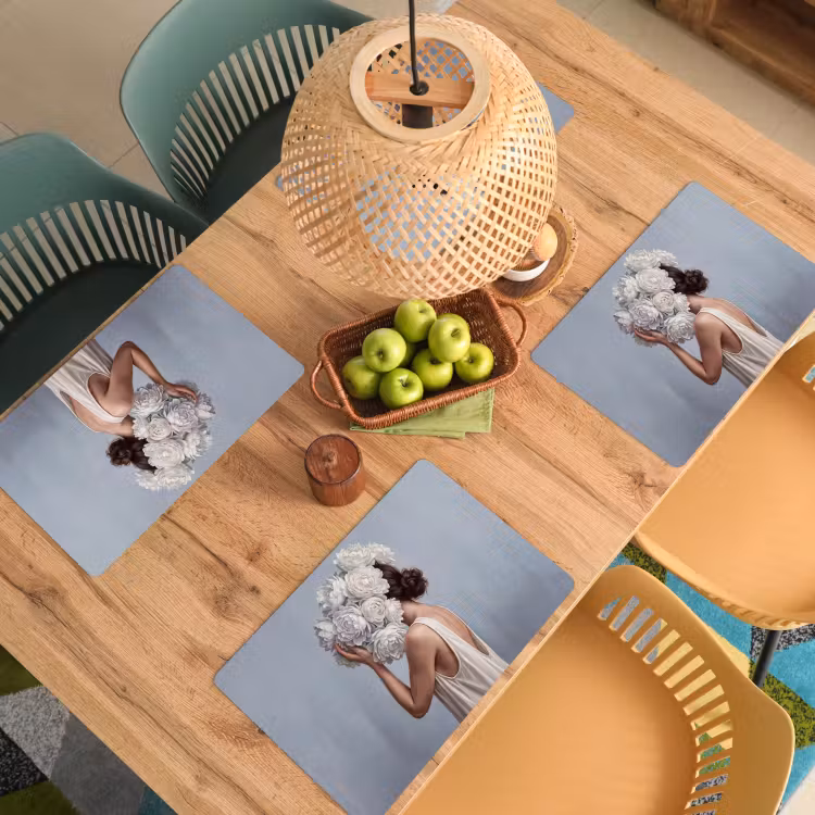 Placemat - 6 stuks - Bloemen - Vrouw - Wit — 3