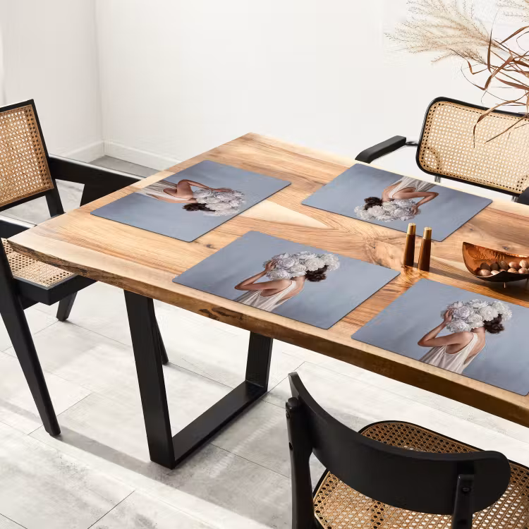 Placemat - 6 stuks - Bloemen - Vrouw - Wit — 4