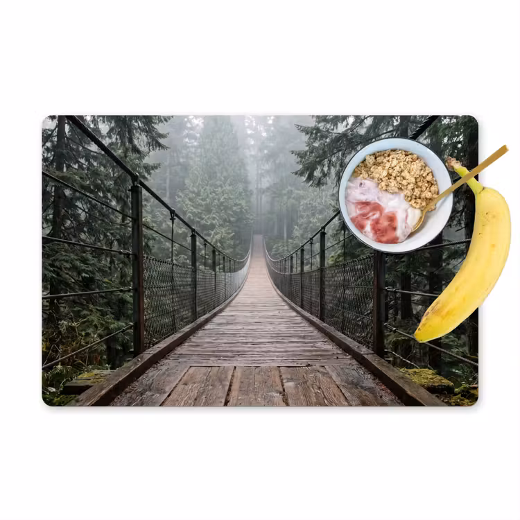 Placemat - 6 stuks - Brug - Bos - Mist - Natuur — 1