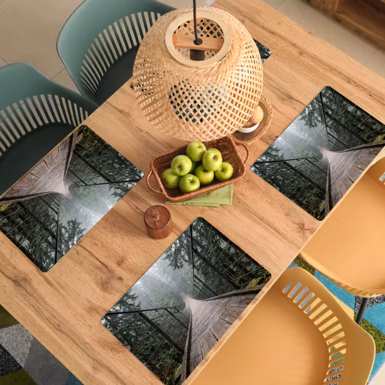 Placemat - 6 stuks - Brug - Bos - Mist - Natuur — 3